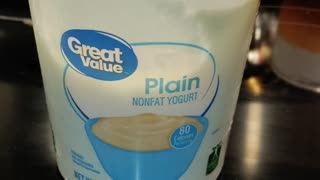 Eating Great Value Plain Nonfat Yogurt, Dbn, MI, 2/10/24