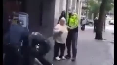 Canadian Gestapo Police Pushes Man Down Hard on Concrete without any Provocation