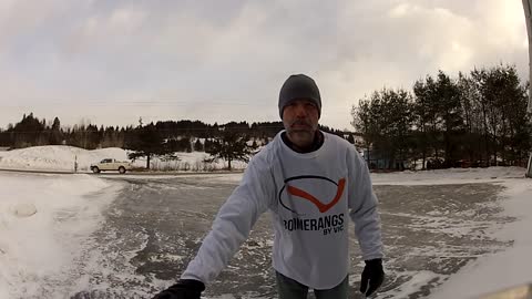 Frozen driveway allows for natural skate rink