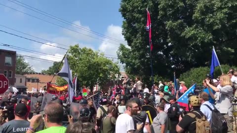 Aug 12 2017 Charlottesville 2.1 things being thrown at the unite the right protestors