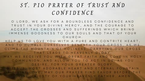 St. Pio Prayer of Trust and Confidence
