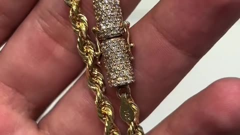 Solid Gold Rope Chain & Natural VS Diamond Lock
