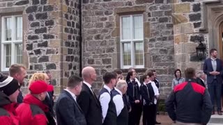 President Trump thanking the staff at his golf club in Scotland