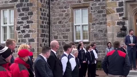 President Trump thanking the staff at his golf club in Scotland