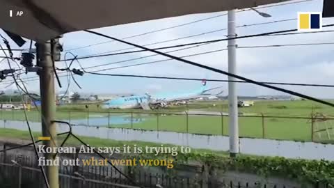 Korean Air plane with 173 on board damaged after overshooting runway in Philippines