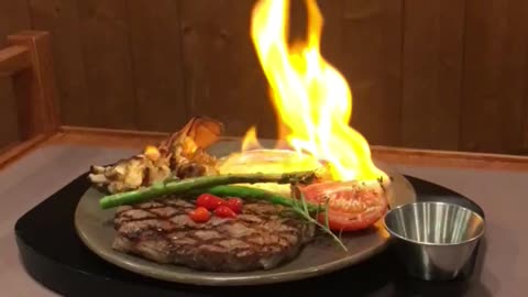 Steak is blazing deliciously