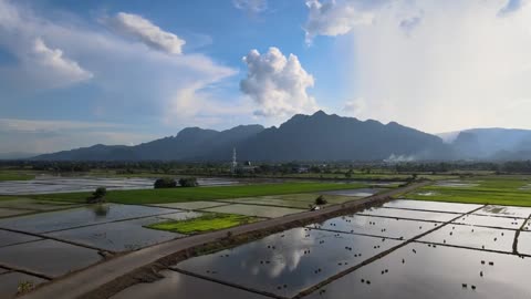 Beautiful drone footage of the many rice fields of Northern Thailand