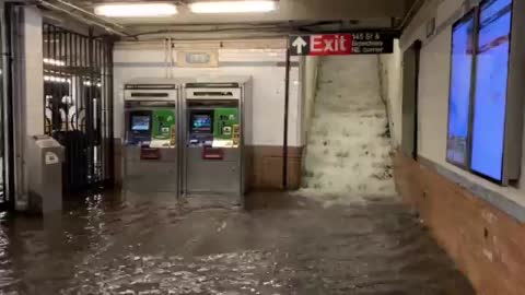 Flooding 145th Street 1 Train station in New York City