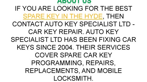 Best Spare Key in The Hyde