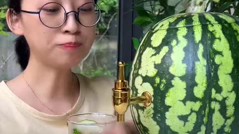 Meow 🍉Awesome Iced Watermelon Party Keg😍 _ Easy Summer Drinks _ Cat Cooking-TikTok #Shorts