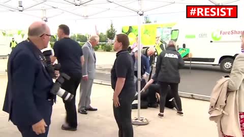 Prince Charles talks to vaxxed man who then collapses outside vaxx bus ASDA