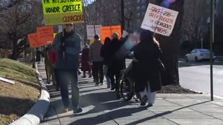 Protesters gather at Greek Embassy in Washington, D.C.