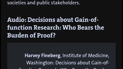 Harvey Fineberg: Decisions about Gain-of-function Research: Who Bears the Burden of Proof?