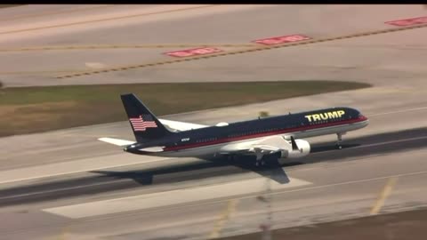 Trump Force One with President Trump takes off from Palm Beach to NYC.