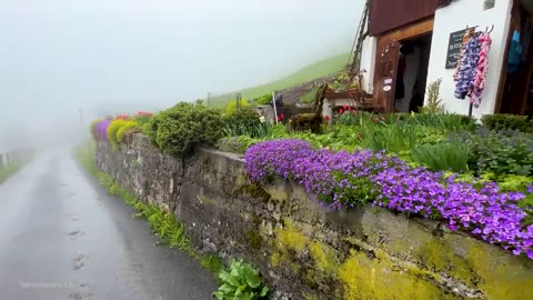 rain walking tour in Gimmelwald In Swiss village