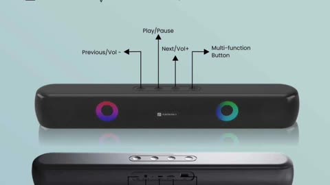 Portronics Decibel 21 10W Wireless Bluetooth Soundbar with LED Lights.