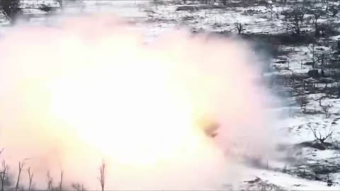 Russian TOS-1A Solntepek heavy flamethrower system destroying Ukrainian strongholds with thermobaric bombs