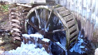 Water Wheel Covered In Ice