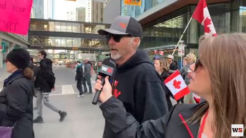 Walking down Stephen Ave with the Calgary freedom protestors