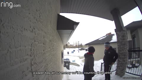 Funny Interaction Between Kids Shoveling for Money