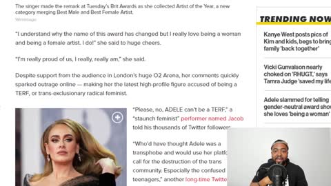 Adele Accused Of Transphobia After Declaring She LOVES Being A Woman At Gender Neutral Award Show