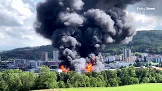 Large fire engulfs industrial building outside Zurich
