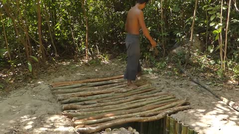 #Building The Most Secret Underground Bamboo House By Ancient Skill #survivalbuilder