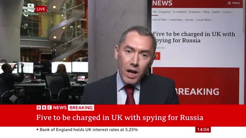 BBC News .. Five to be charged in UK with spaying for Russia