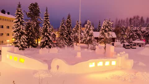 Snow and ice sculpture time lapse