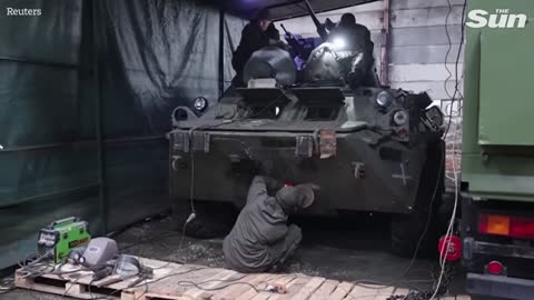 Ukrainians fix abandoned Russian combat vehicles for