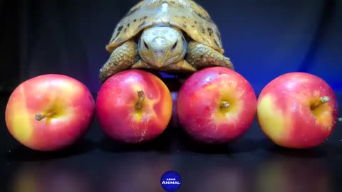 ASMR MUKBANG | Turtle Tortoise eating apple fruits