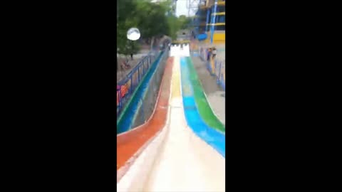 Amazing Sliding going into the pool.