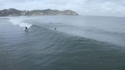 Aerial view of people surfing