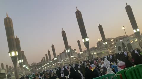 Beautiful evening and Maghreb iqamah at Masjid Nabawi