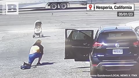 A car wash security camera in Hesperia, California captured alarming footage of a woman