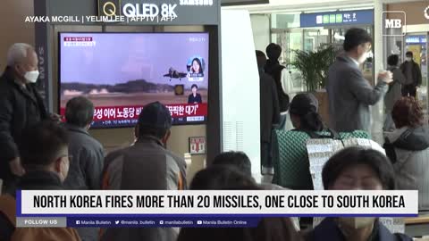 North Korea fires more than 20 missiles, one close to South Korea