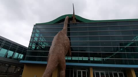 Dinosaurs outside the Indianapolis Children's Museum