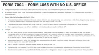 IRS Form 7004 Extension Request Partnerships with No U.S. Office