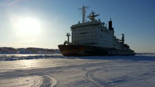 Russian Tanker Breaking Through Icy Waters
