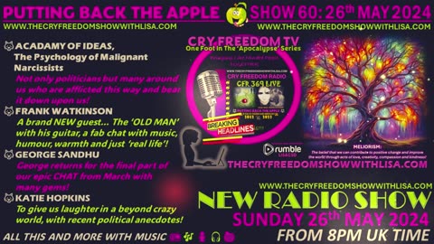 WWW.THECRYFREEDOMSHOWWITHLISA.COM 🐺NEW SHOW PODCAST🐺 Putting Back The Apple Series: SHOW 60