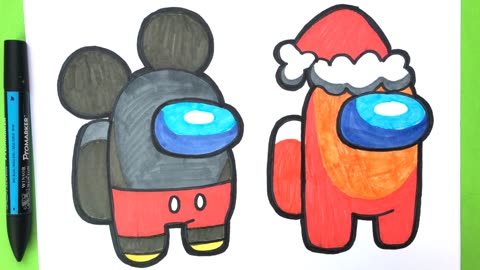 Astronauts Mickey Mouse and Santa Claus How to Draw and Color