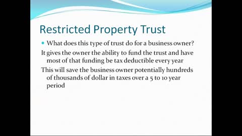 Restricted Property Trust - A Unique Tool for Business Owners