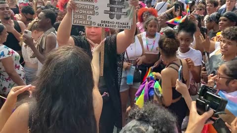 Woman holding ‘Stop Female Erasure’ sign assaulted by mob at NYC Pride