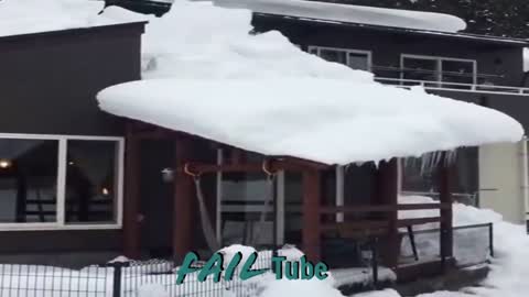 Awesome Roof Snow Removal Tools ! Amazing Snow Sliding Off The Roof