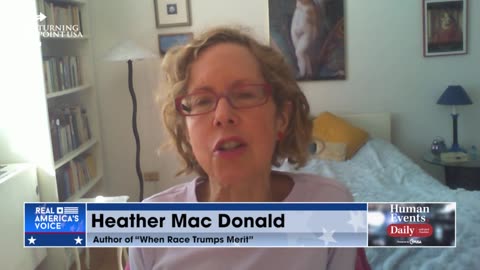 Heather Mac Donald tells Jack Posobiec that "Diversity is a code word for racial preferences."