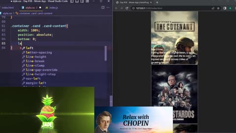 Coding a movie app and relaxing with Chopin