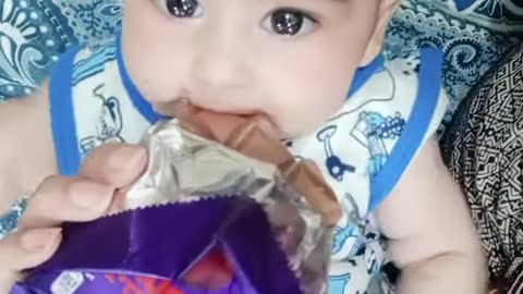 Hoorain Baby Eating Chocolate First time