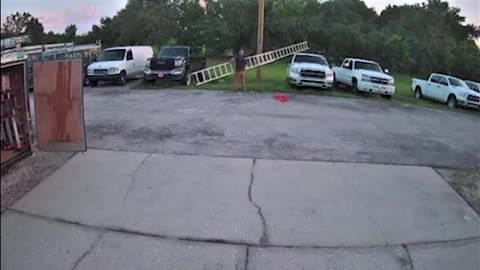 Guy Lets Ladder Fall on Pickup