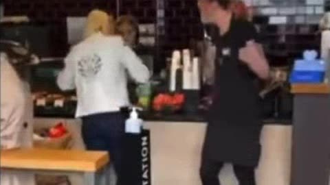 Starbuck Trans employee blows a gasket on customer in England.....