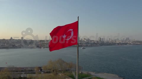 istanbul, haliç, Türk bayrağı, şehir manzarası, boğaz, köprü, drone, flycam, ysv ao 4k 2344